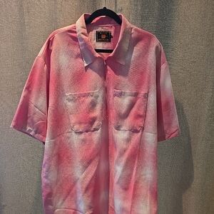 Dickies Pink and White Casual Button Down Shirt